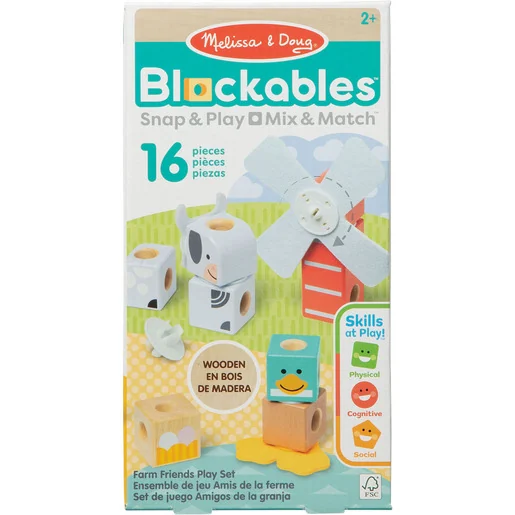Melissa & Doug Blockables Farm Friends Wooden Block Playset